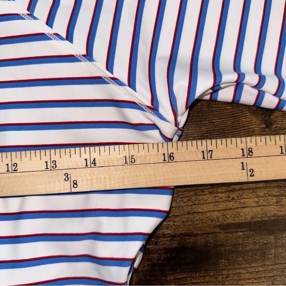 Kona Sol Women's Swim White Blue Large Rash Guard One Piece Stretch Swimsuit - Picture 8 of 10